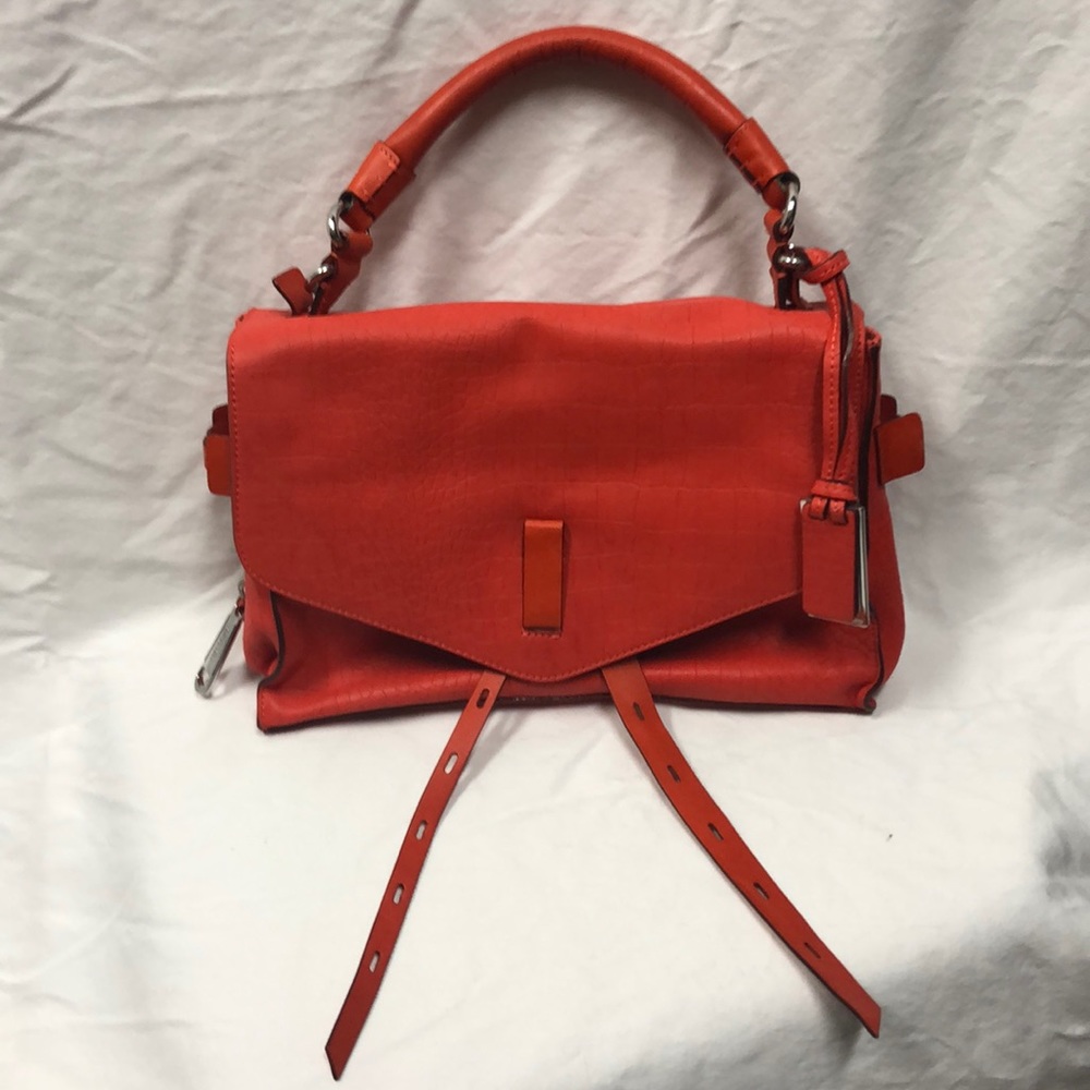 Chic Orange Leather Tote Bag